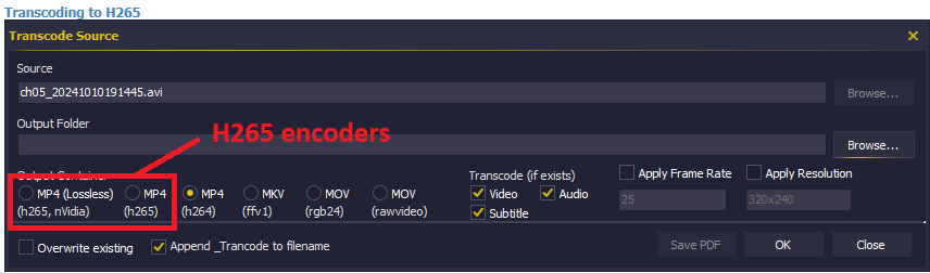 Transcode to h265